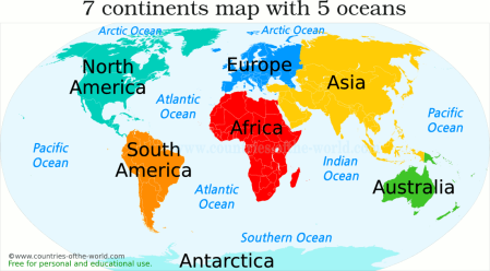 Map Of Continents And Oceans Our Homework Help